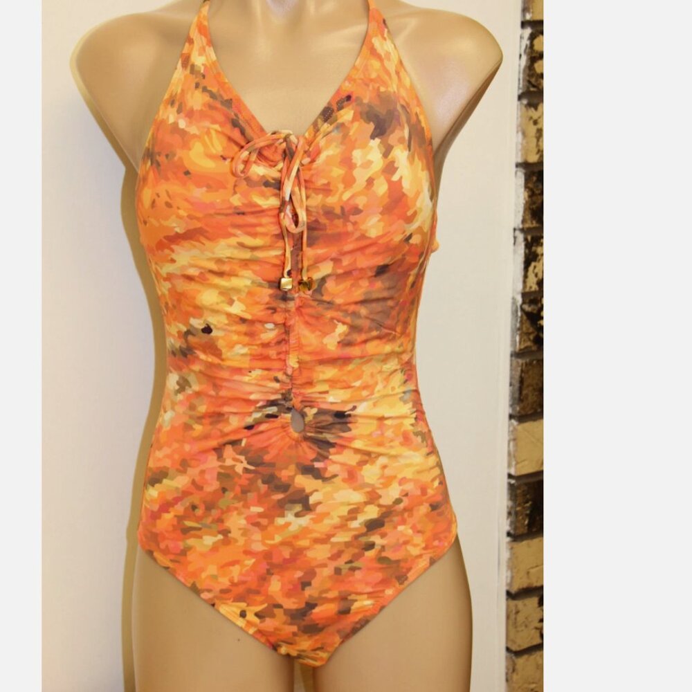 New SAUIPE Swimsuit Orange One 1 piece Size Small